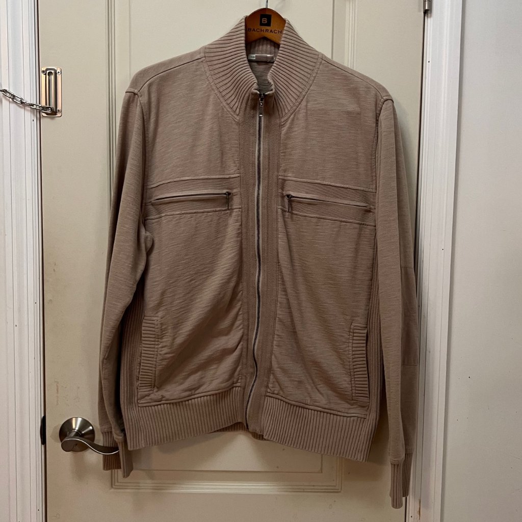 Carbon 2 Cobalt Men's Large 100% Cotton L/S Zip Front Sweatshirt. Tan